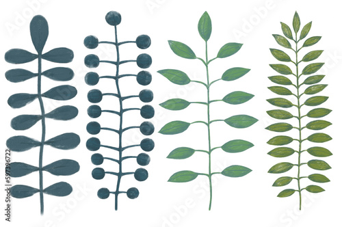 Twigs drawn in pastel pencils