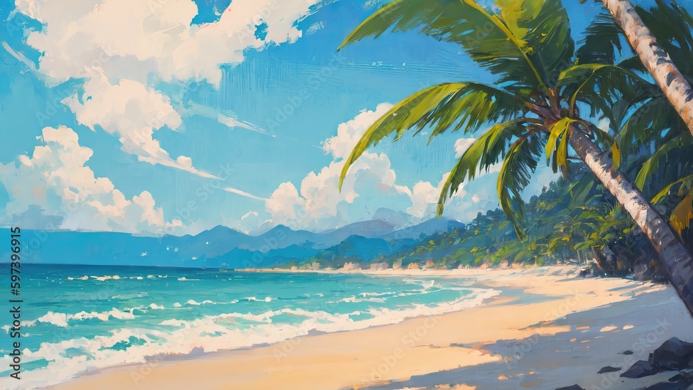 beach with palm trees 