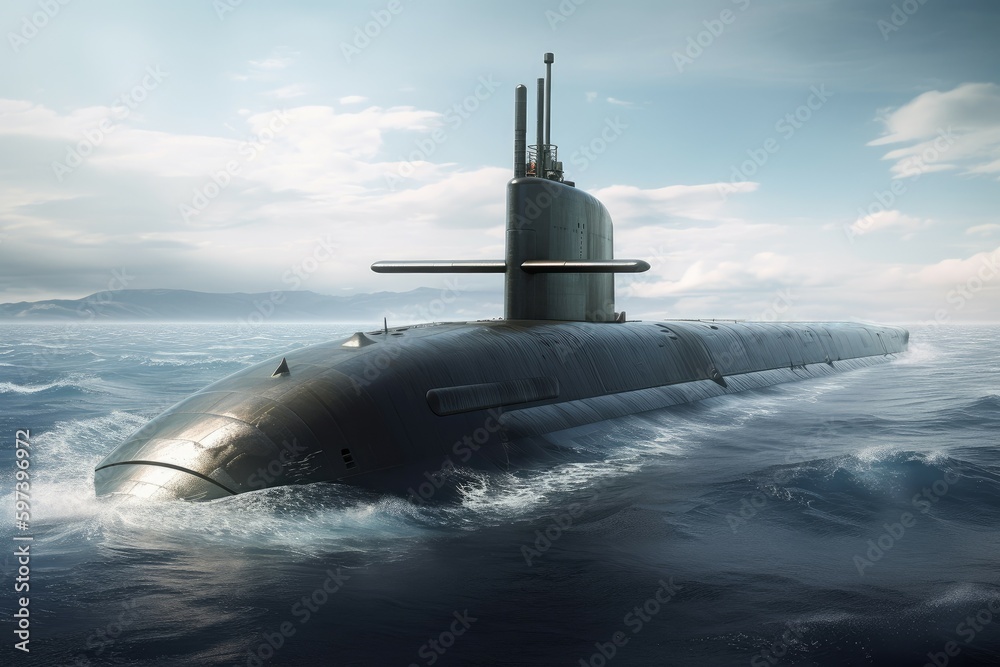 Fototapeta premium Military submarine. Generate Ai