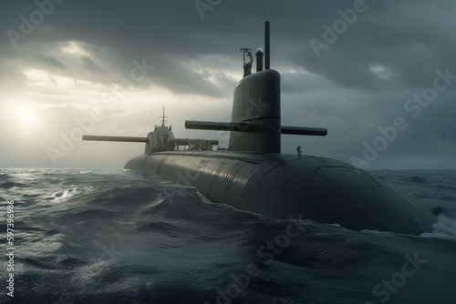 Military submarine warship. Generate Ai © nsit0108
