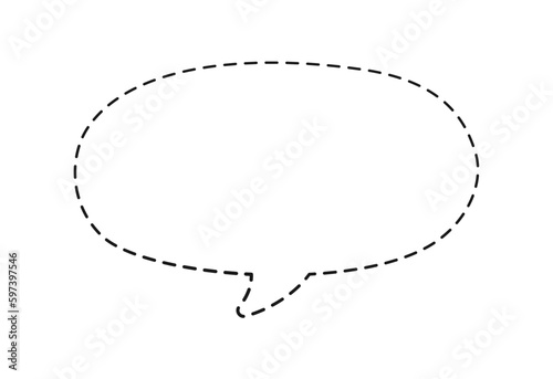 Geometric comic speech bubble balloon made of dotted dashed line doodle vector illustration