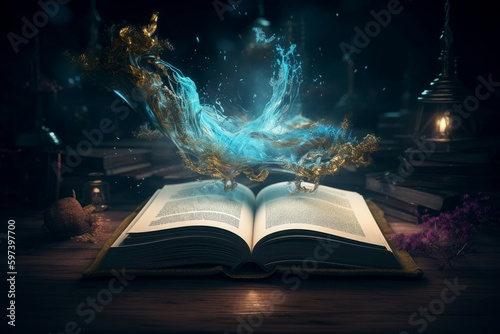 Open magic book. Generate Ai