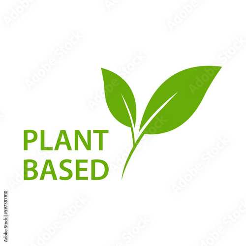 Plant based icon vector healthy food symbol vegan badge, vegetarian sign for graphic design, logo, website, social media, mobile app, UI illustration