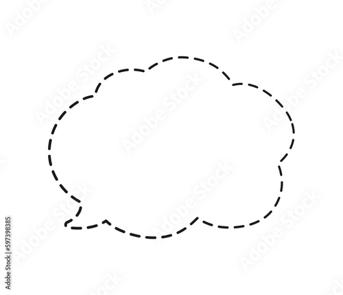 Comic speech bubble thought cloud made of dotted dashed line