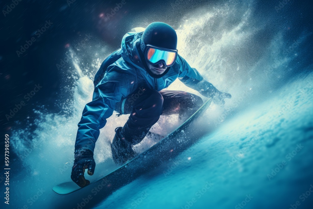 Sport snowboard ice speed. Generate Ai