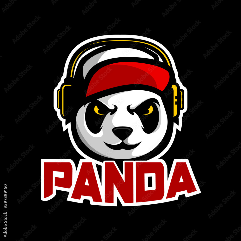 Panda game mascot logo design