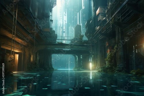 Underwater futuristic city. Generate Ai
