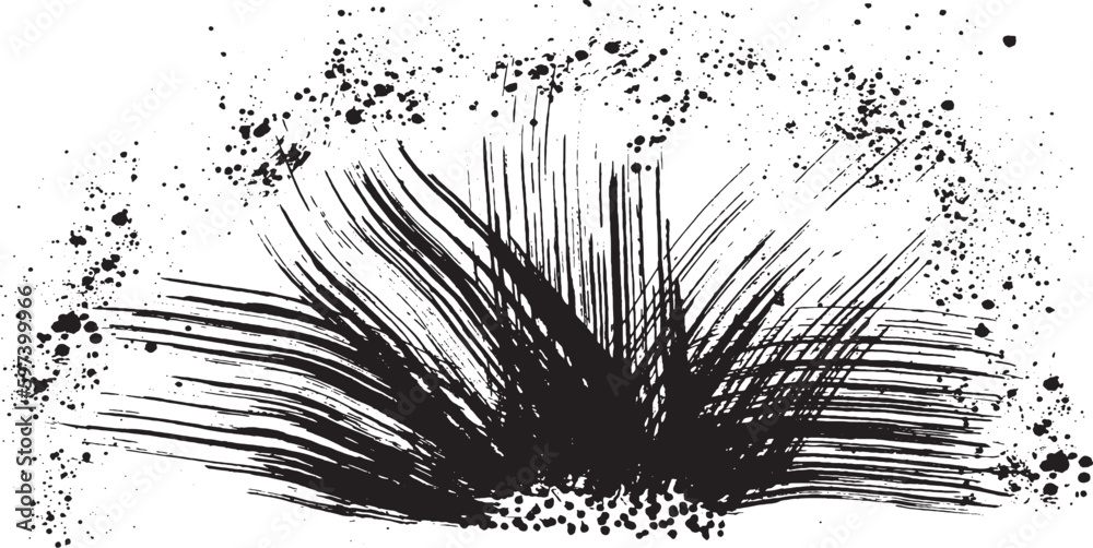 波　波しぶき　手書きの毛筆イラスト