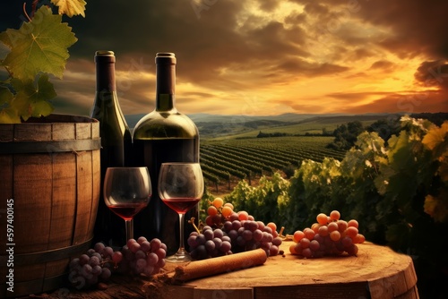 Wine table vineyard snack. Generate Ai