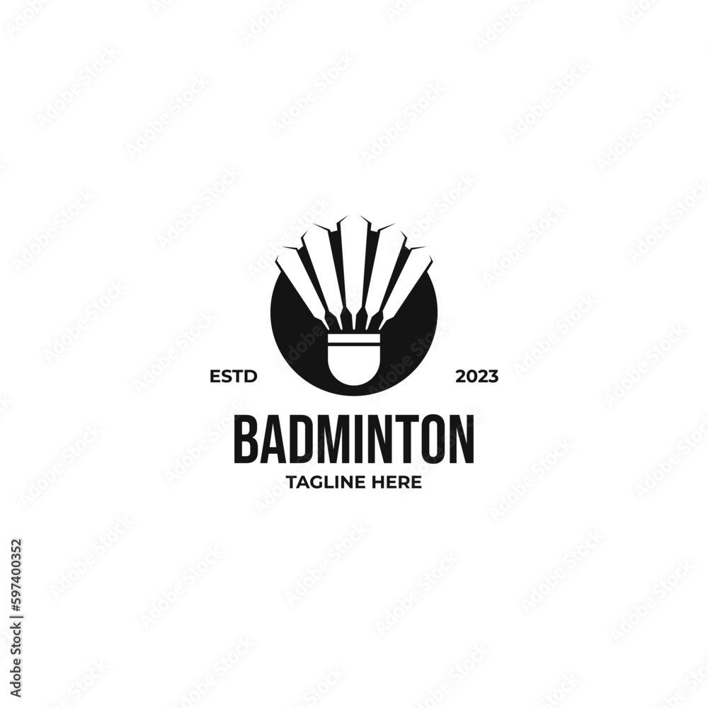 Flat shuttlecock badminton logo design vector illustration idea