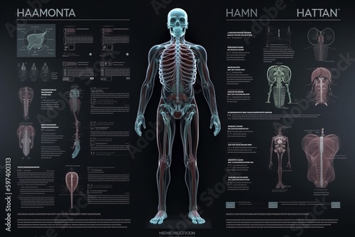 infographic illustration of a human skeleton anatomy generative ai 