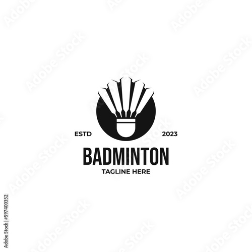 Flat shuttlecock badminton logo design vector illustration idea