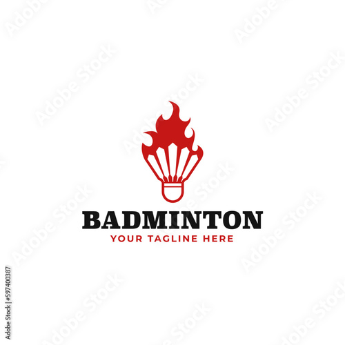 Flat shuttlecock badminton logo design vector illustration idea