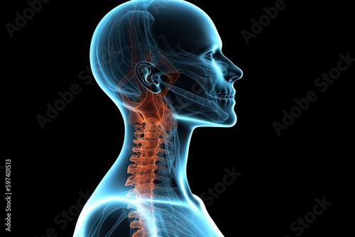 x ray of human head neck pain anatomy generative ai photo