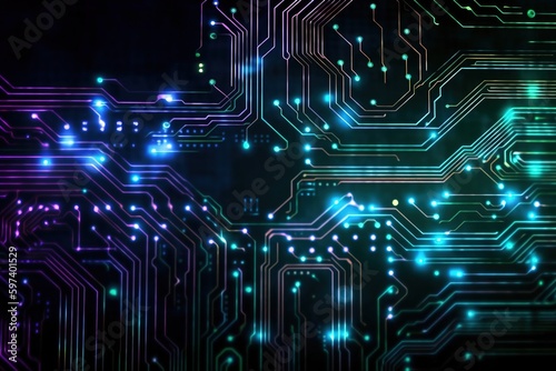 abstract technology background with circuit board generative ai 