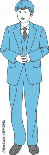 Front facing oriental detective wearing a hunting cap (2 colors)