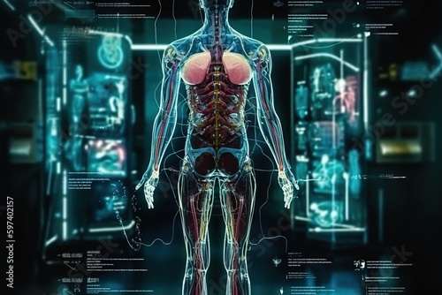 detailed human anatomy illustration of a human body generative ai