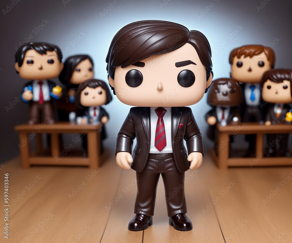 cute teacher in front of the class toy figure with big head created