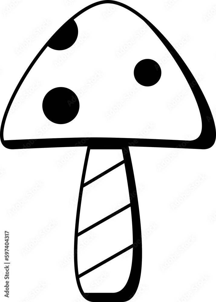 Cute black mushroom cartoon doodle outline icon PNG Cute black mushroom cartoon doodle outline icon PNG