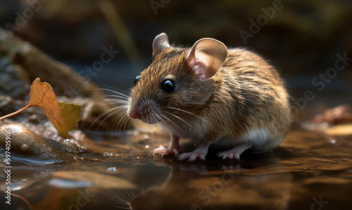 photo of grasshopper mouse in its natural habitat. Generative AI