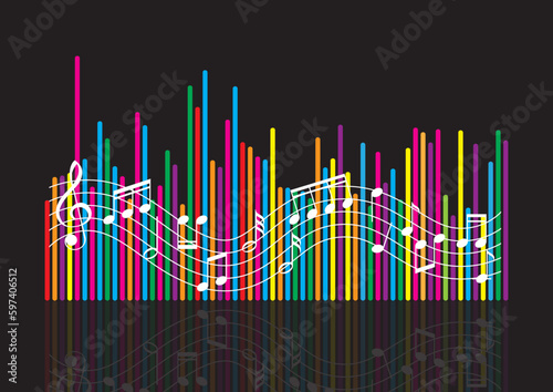 Abstract soundwaves background with music notes