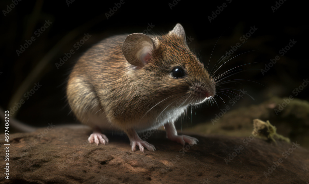 night photo of grasshopper mouse in its natural habitat. Generative AI night photo of grasshopper mouse in its natural habitat. Generative AI