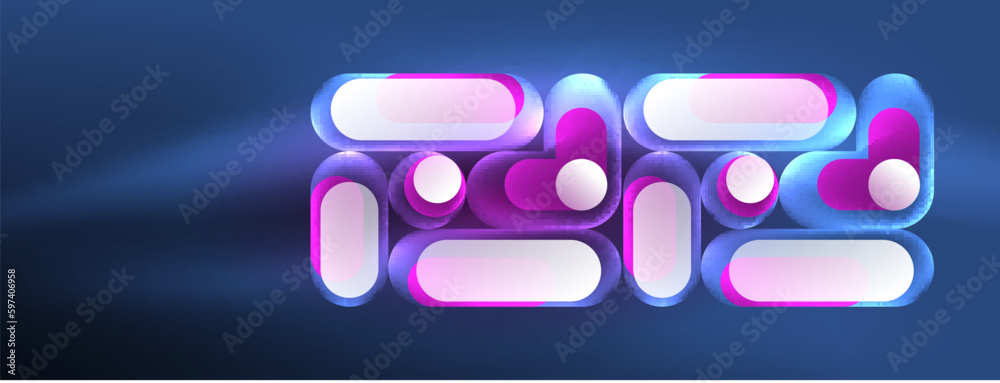 Neon circle abstract background. Template for wallpaper, banner, presentation, background