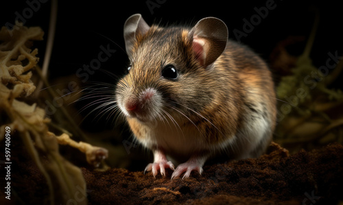 photo of grasshopper mouse in its natural habitat. Generative AI