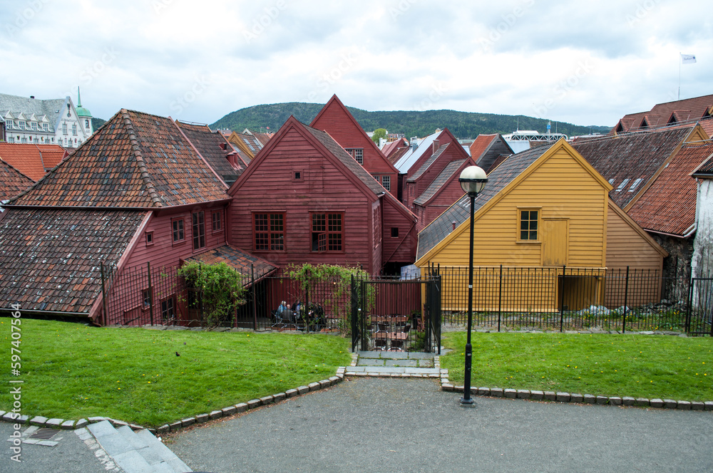 Bergen, Norway - Old wooden colorful houses in the city center.