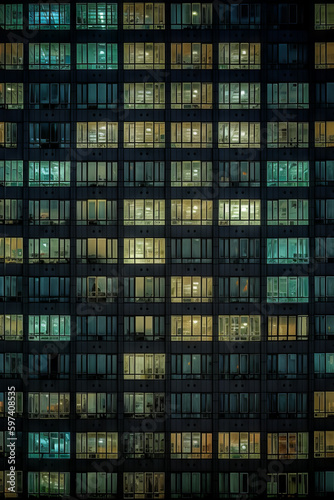 Night city windows Generative AI