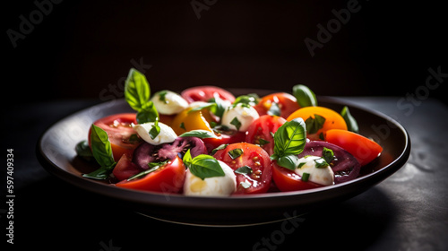 Caprese, italian colorful salad. Generative AI image