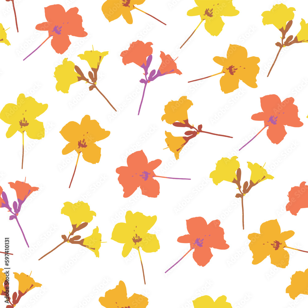 seamless mixed little flowers pattern on white background for fashion fabric