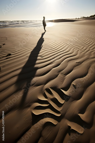 shadow dynamics casting intriguing illusions on sand surfaces, confounding nature's carvings, depth perception play, sunlit revelations, visual enigma, chiaroscuro symphony, immersive AI generated.