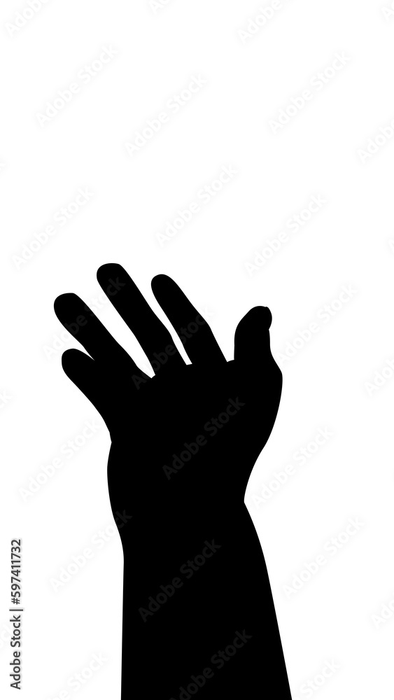 silhouette of a hand opening fingers as if to receive silhouette of a hand opening fingers as if to receive
