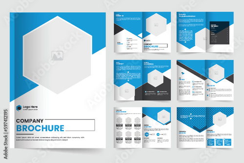 Vector corporate multipage brochure template design and company brochure template blue  layout design
