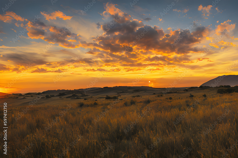 Obraz premium landscape sky sunset nature clouds Ai Generated