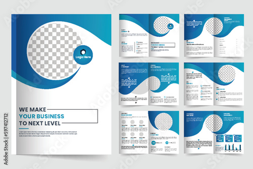 Vector corporate multipage brochure template design and company brochure template blue  layout design