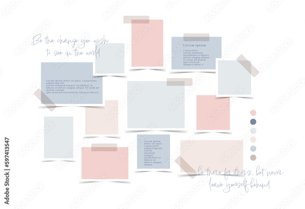 Vector photo collage template moodboard pictures grids vector illustration Vector photo collage template moodboard pictures grids vector illustration