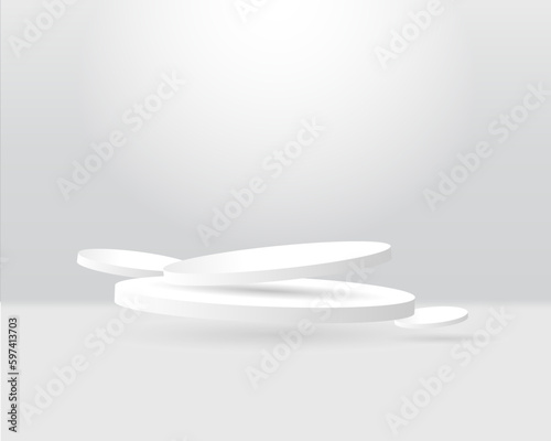 vector 3d Abstract white podium display on white background 