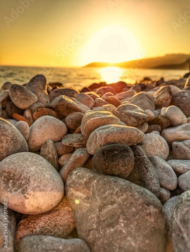 sundown on stony beach