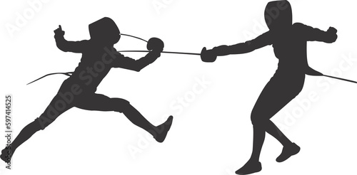 Fencing sport silhouette PNG 2023042802