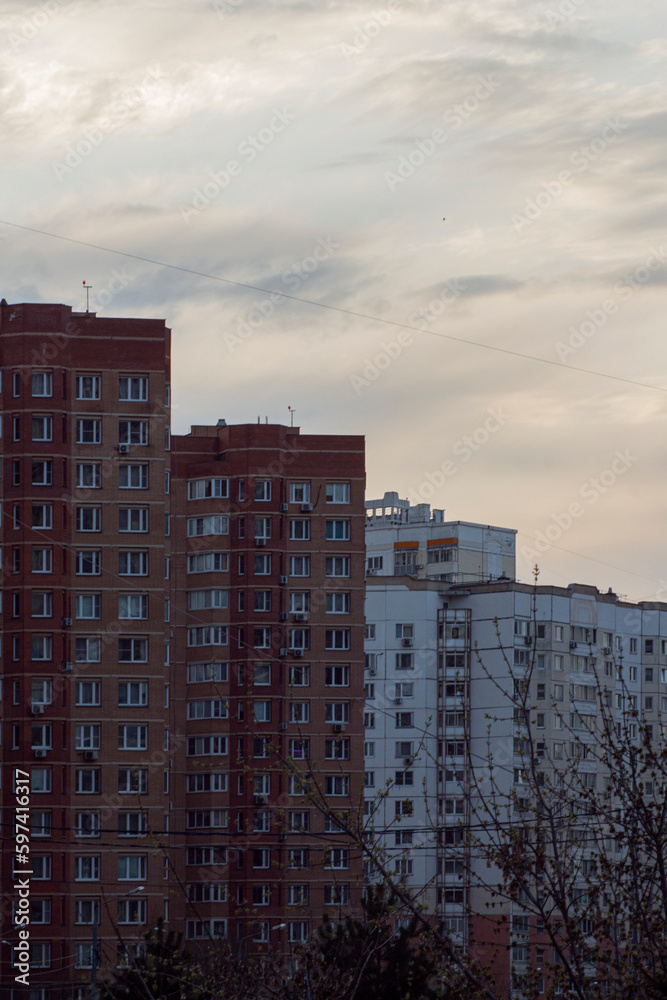 Fototapeta premium panel house in moscow with windows