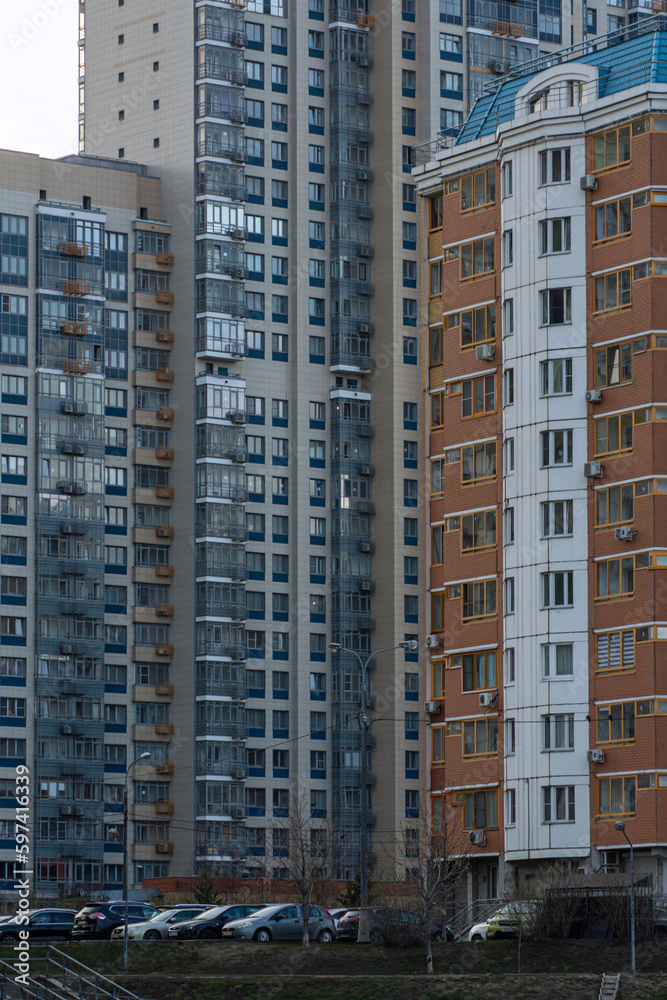 panel house in moscow with windows