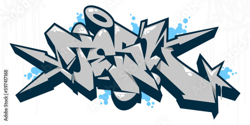 Trendy Abstract Urban Graffiti Street Art Word Tesl Lettering Vector Illustration Template Element