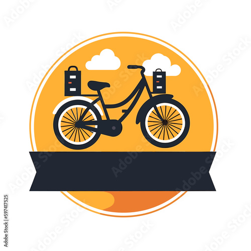 Bicycle sales and service. Bicycle rental. Bicycle parking zone. cartoon vector illustration. label, sticker, t-shirt printing