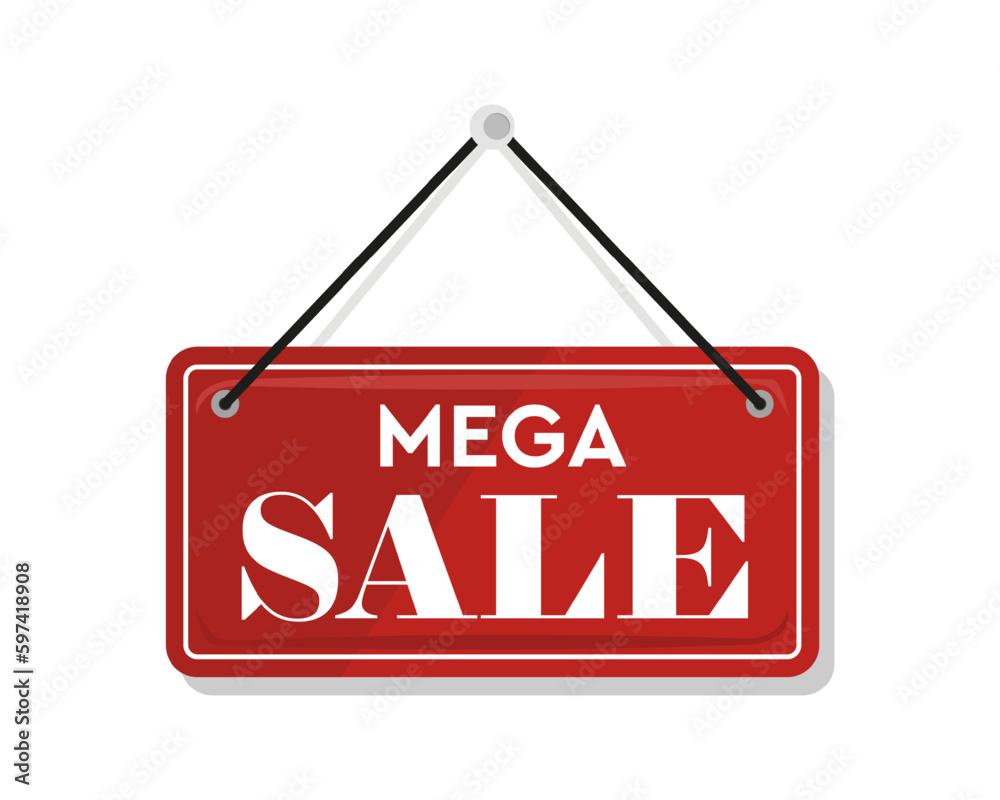 Mega Sale - hanging vector sign. Advertising red label. Mega Sale - hanging vector sign. Advertising red label.