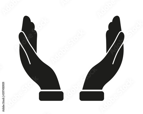Empty hands holding - vector element for presenting. Protection concept.