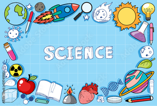 Science Banner with Doodle Icons