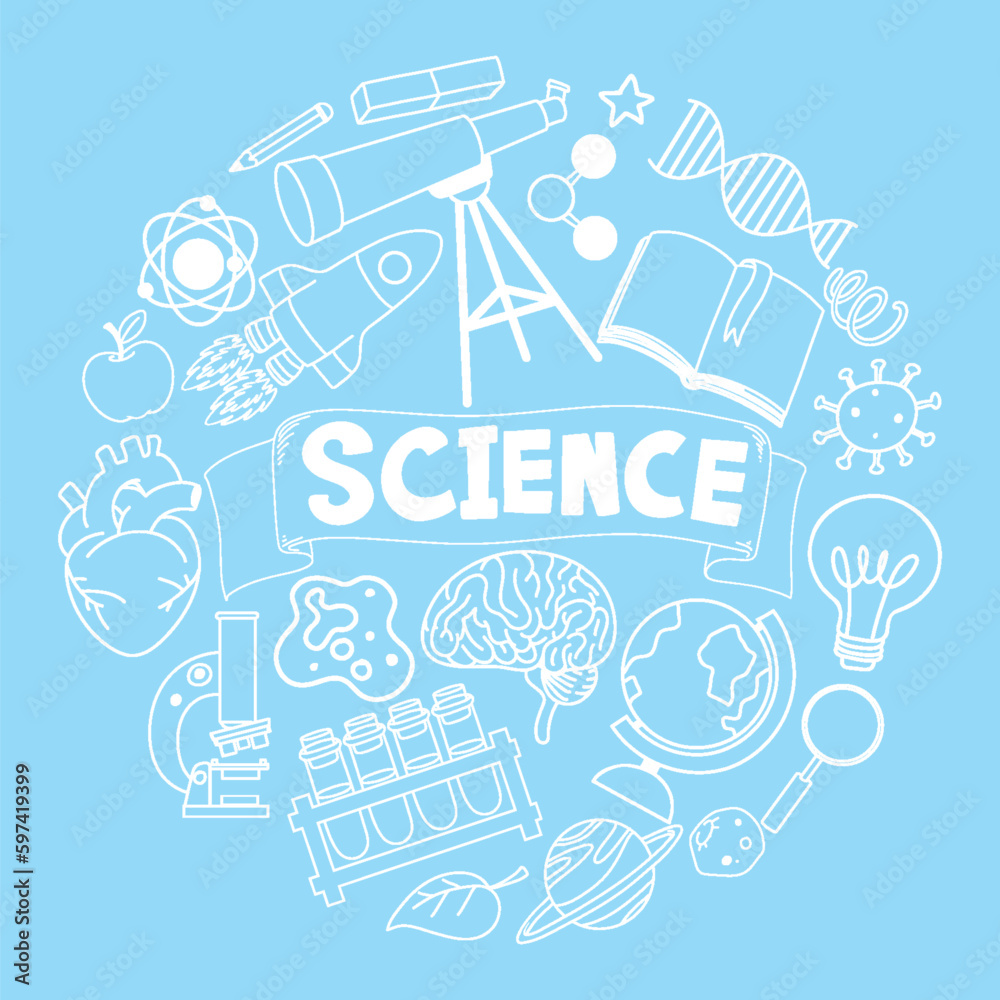Science Banner with Doodle Icons
