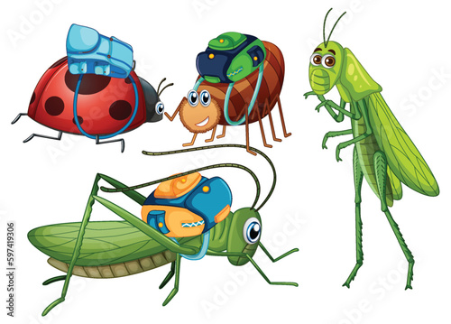 Set of insect cartoon character